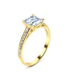 Gold Plated CZ Silver Ring NSR-2830-GP